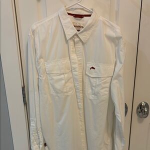 Simms White Long-Sleeve Shirt. Large